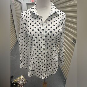 Talbots Black and White Polka Dot Button-Down Shirt